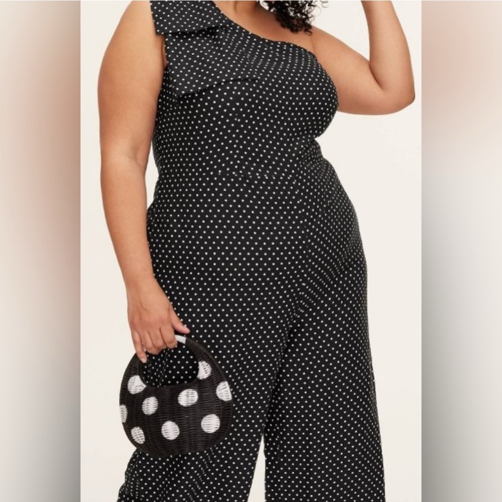 Kate Spade Black Polka Dot One-Shoulder Jumpsuit